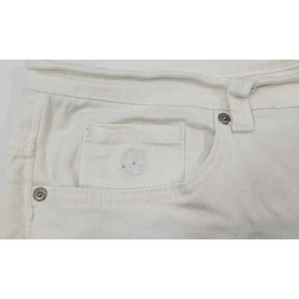 L9) Gloria Vanderbilt Amanda Capri White Studded Denim Pants 18 Missy
